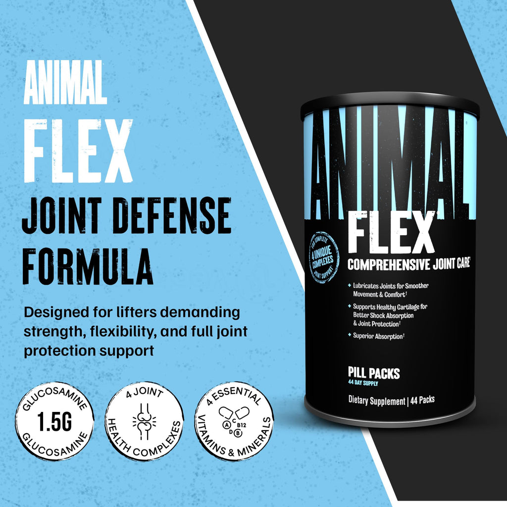 Animal Flex - Glucosamine Chondroitin Joint Supplement for Women and Men Discomfort with Turmeric, MSM, Boswellia for Cartilage, Joint Health, Muscles, Back, Knees, Shoulder, and Hip, 44 Packs - TrustMedUSA