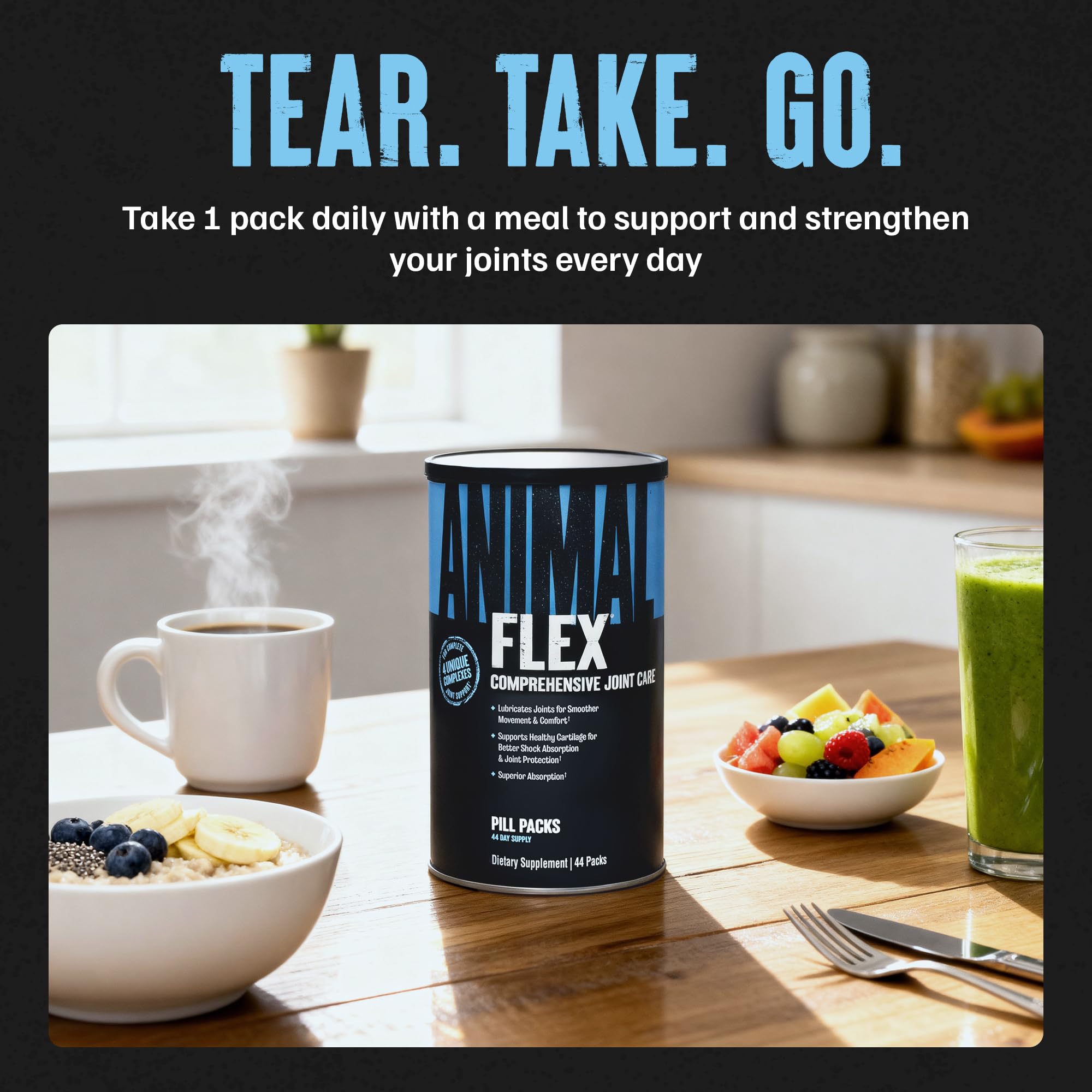 Animal Flex - Glucosamine Chondroitin Joint Supplement for Women and Men Discomfort with Turmeric, MSM, Boswellia for Cartilage, Joint Health, Muscles, Back, Knees, Shoulder, and Hip, 44 Packs - TrustMedUSA
