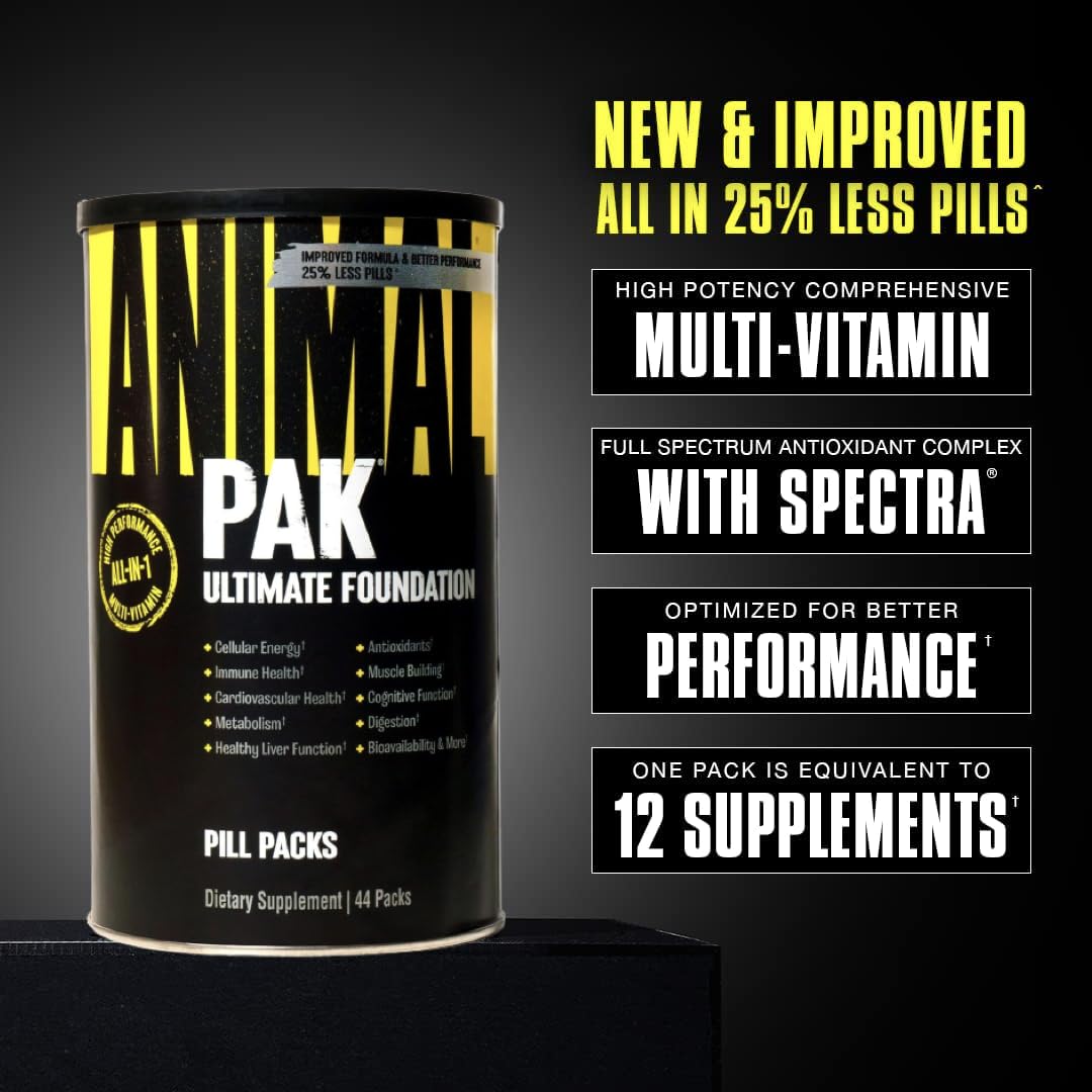 Animal Pak - Convenient Multivitamin for Men & Women Daily All-in-One Vitamin & Supplement Pack - Zinc, Vitamins C, B, D, Amino Acids, and Immune Support - Sports Nutrition Performance - 44 Count - TrustMedUSA