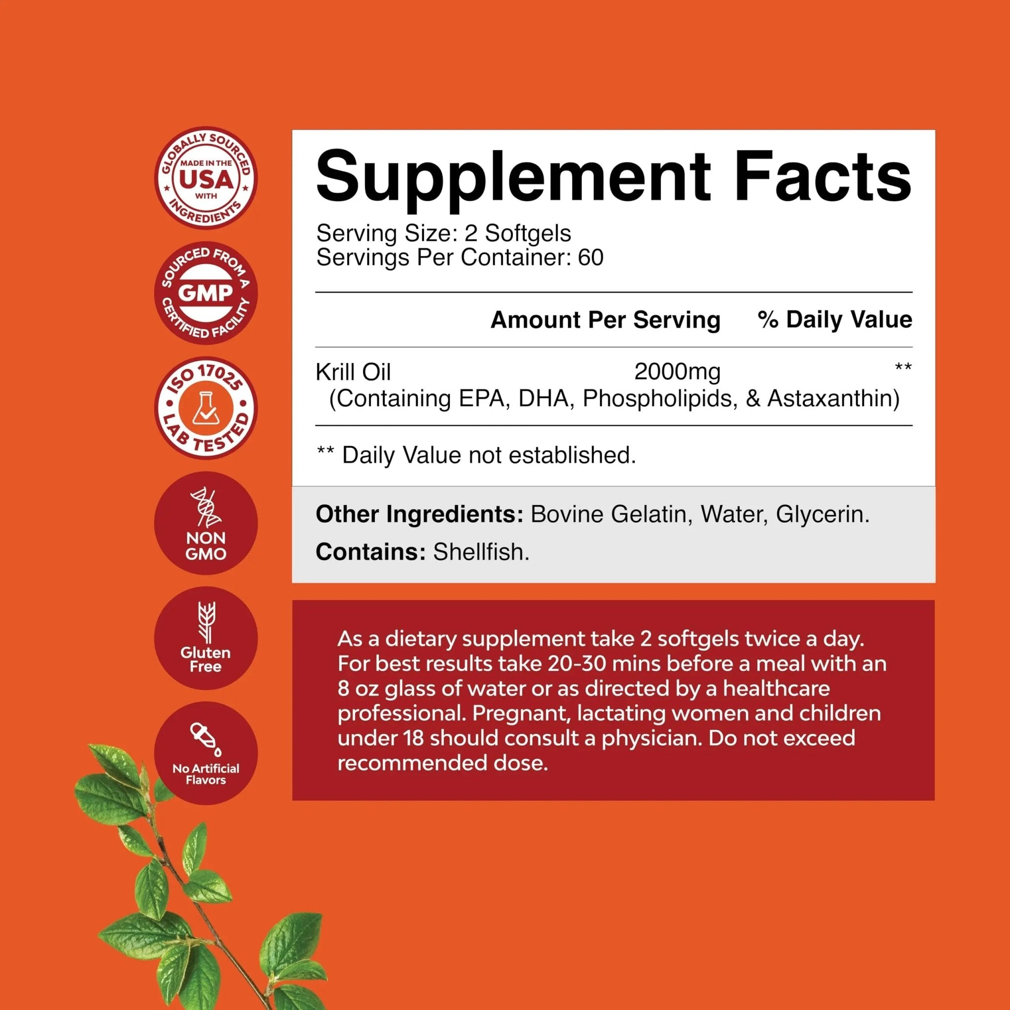 Antarctic Krill Oil 2000mg Softgels Per Serving - Omega 3 Krill Oil Supplement - TrustMedUSA