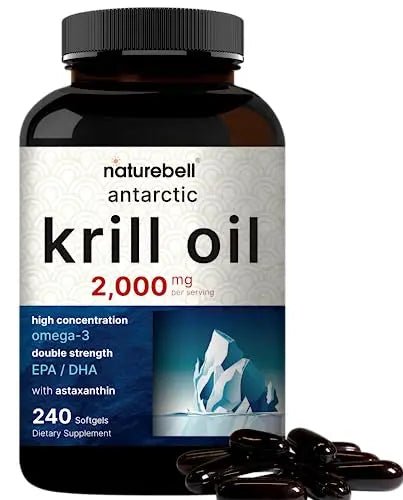 Antarctic Krill Oil 2000mg Supplement, 240 Softgels, 3X Strength Natural Source of Omega - TrustMedUSA