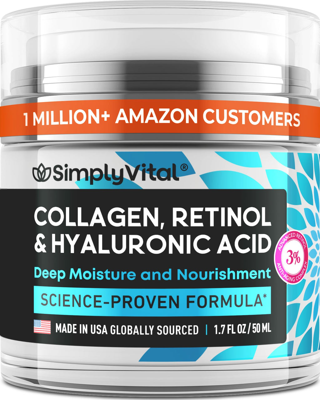 Anti-Aging Face Moisturizer with Retinol, Collagen & Hyaluronic Acid - Made in USA - TrustMedUSA