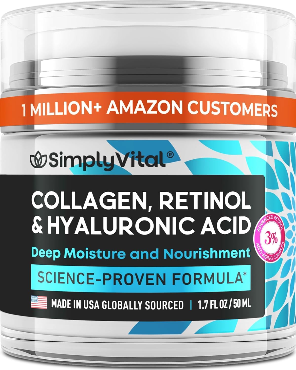 Anti-Aging Face Moisturizer with Retinol, Collagen & Hyaluronic Acid - Made in USA - Moisturizer Face Cream for Women & Men - Firming & Hydrating Neck Cream - Day & Night Skin Care - 1.7 fl oz - Maple Wellness Supplements