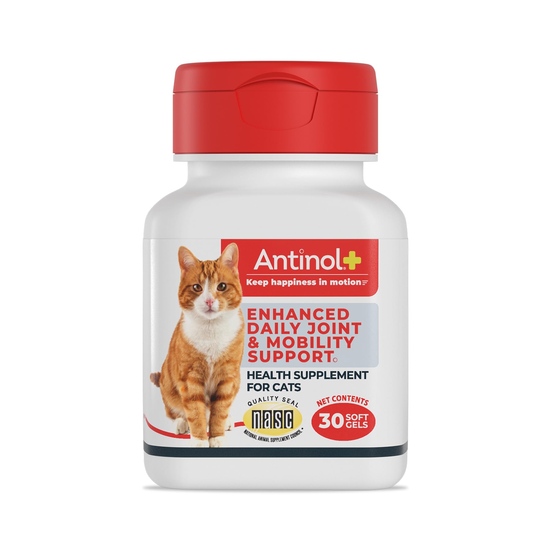 Antinol Plus, Mobility, Hip, and Joint Supplement for Cats, Green-Lipped Mussels and Krill Oil - Cat Joint Supplement, 30 Soft Gels - TrustMedUSA