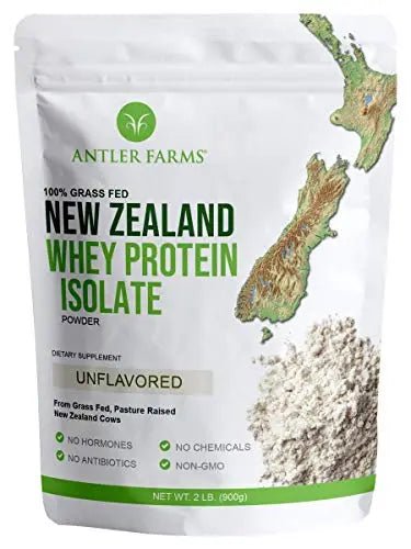 Antler Farms - 100% Grass Fed New Zealand Whey Protein Isolate, Unflavored, 30 Servings - TrustMedUSA