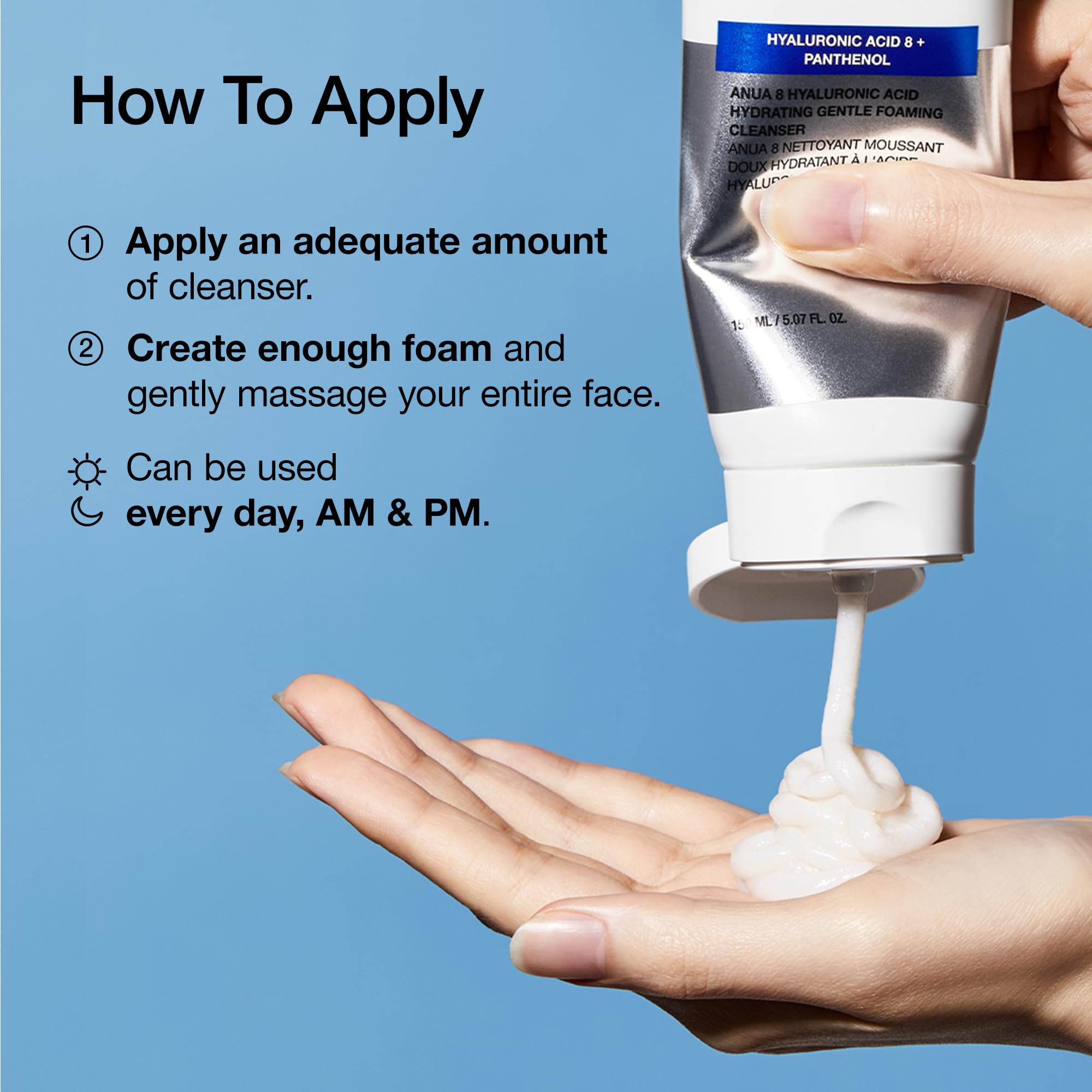 Anua Hydrating Gentle Foaming Cleanser, Hyaluronic Acid, Glycerin, Zinc, Panthenol, Korean Face Wash for Dry Skin - Maple Wellness Supplements