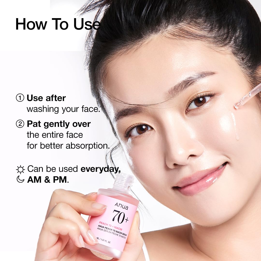 Anua Peach 70 Niacinamide Serum, Daily Glow Serum For Face, Skin Tone & Dullness Care with Vitamin B12, Lightweight - Maple Wellness Supplements