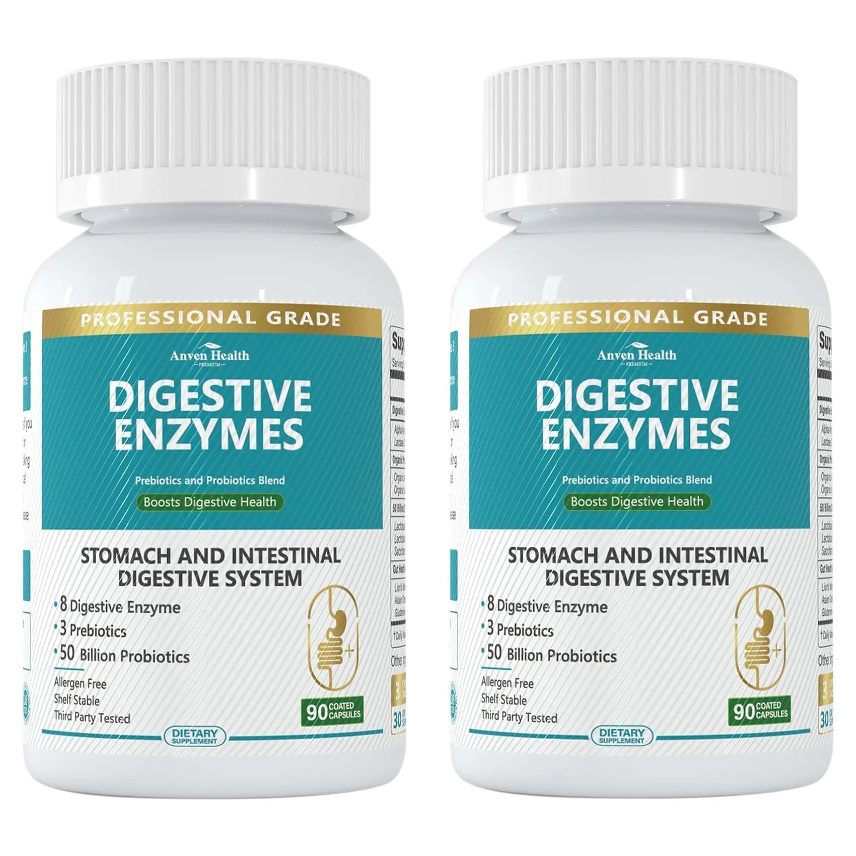 Anven Health 800mg Digestive Enzymes for Men and Women with Probiotics & Prebiotics, 8 Key Enzymes, Protease, Amylase & Lipase | 180 Capsules - A 60-Day Supply for Bloating & Gas Relief - Non-GMO - Maple Wellness Supplements