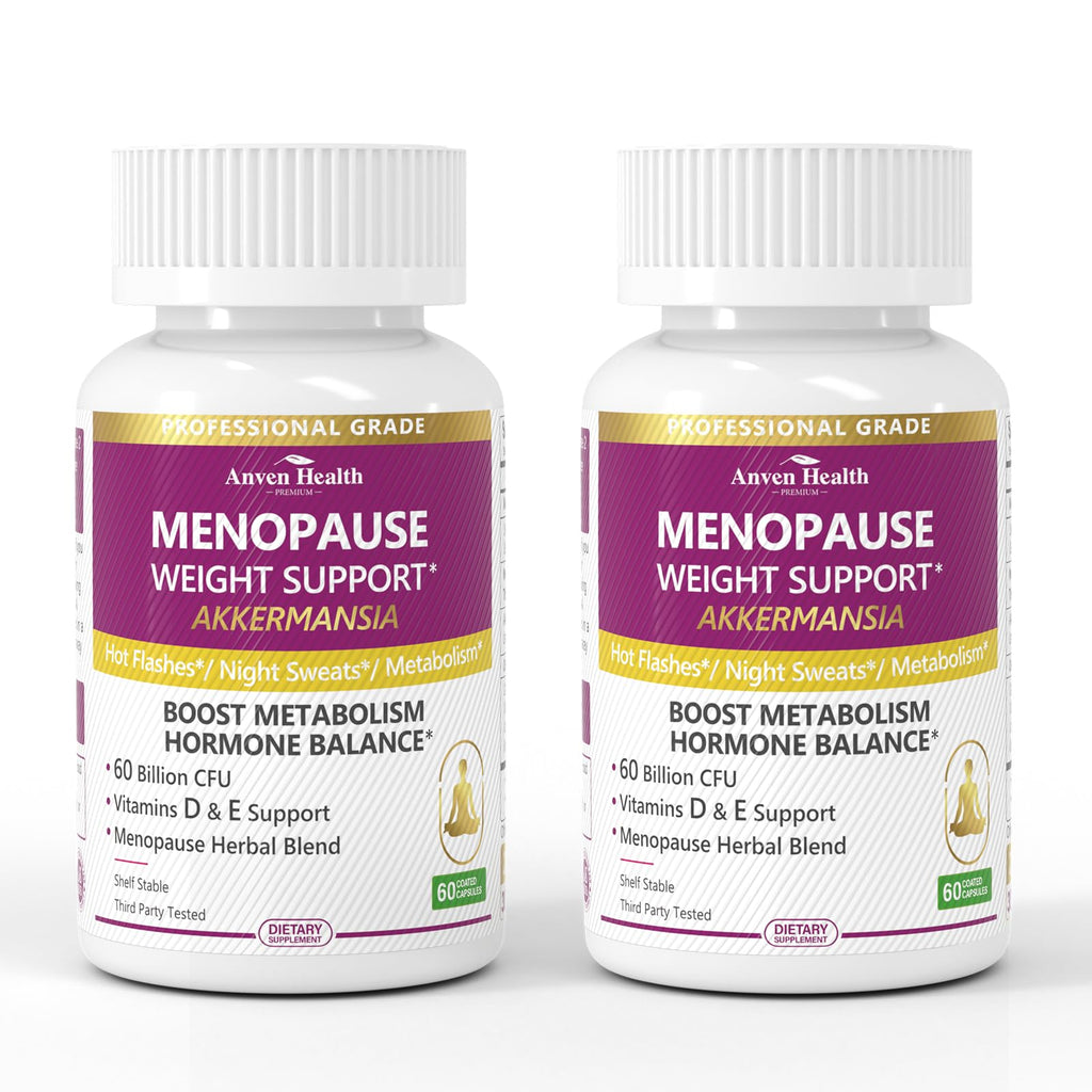 Anven Health Menopause Supplements for Women 60 Billion with Akkermansia Probiotic & Prebiotic, Vitamin D & E for Hormone Balance, Metabolism, Gut Health, Hot Flashes - Non-GMO | 120 Caps - Maple Wellness Supplements