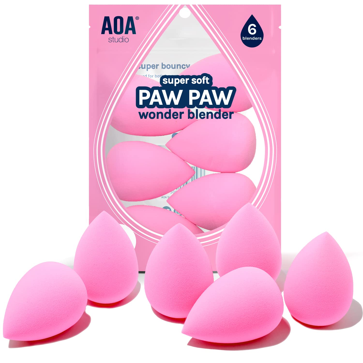 AOA Studio Collection makeup Sponge Set Latex Free and High-definition Set of 6 makeup Wonder blender For Powder Cream and Liquid, Super Soft Wonder Beauty Cosmetic - TrustMedUSA