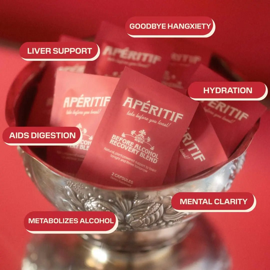 Apéritif Before Alcohol Recovery Supplement - DHM (Dihydromyricetin), Milk Thistle, Turmeric & B Vitamins - Hydration & Liver Support for Morning Clarity - TrustMedUSA