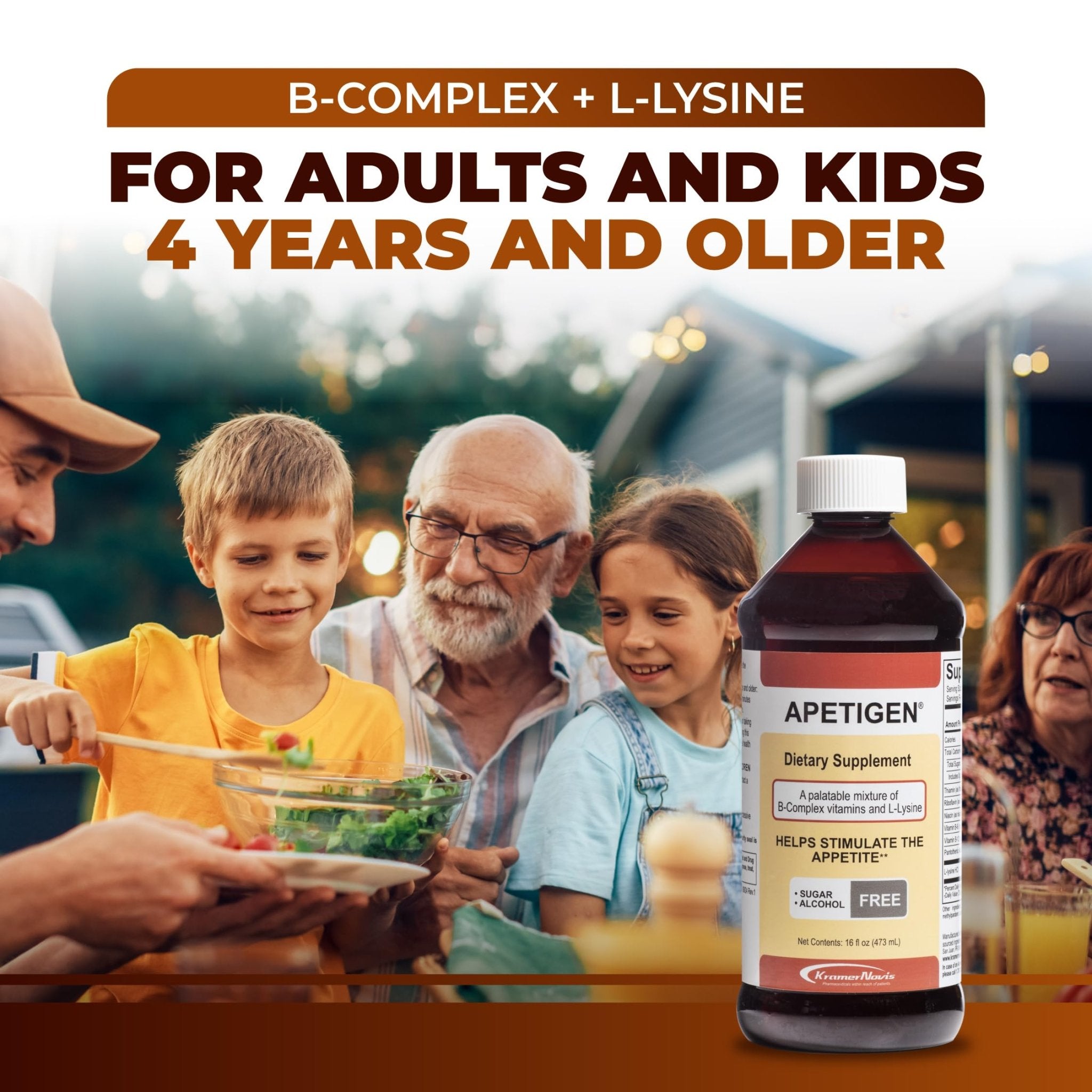 Apetigen Appetite Stimulant for Kids & Adults – Vitamin B-Complex with L-Lysine Liquid – Sugar Free Weight Gain Supplement for Picky Eaters – Caramel Flavor, 16oz - TrustMedUSA