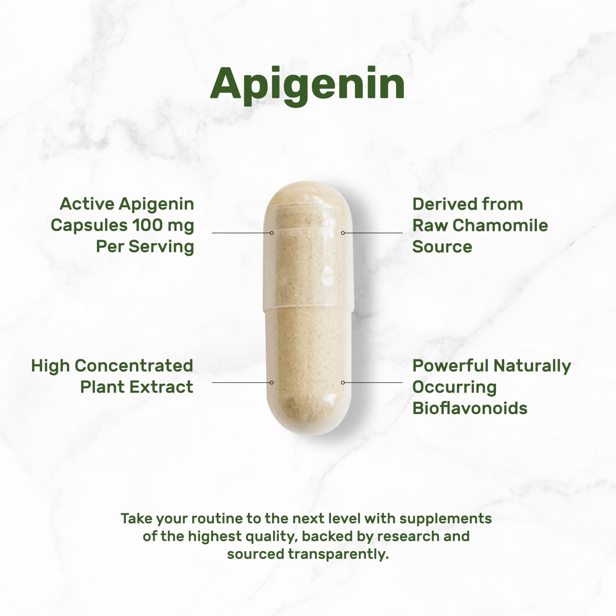 Apigenin, 100mg Per Serving, 240 Capsules – Raw Plant Extract from Chamomile Flower – Active Bioflavonoids & Antioxidants - Maple Wellness Supplements