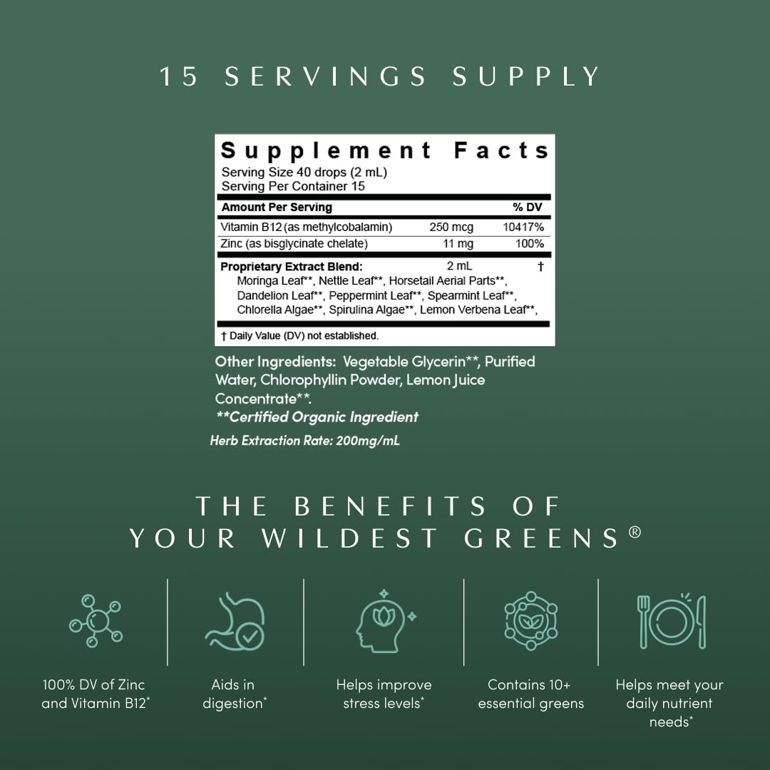 Apothékary Your Wildest Greens Herbal Liquid Drops, All-in-One Daily Superfood Supplement, Vitamin & Mineral Support, 5X Potency of Greens Powders, Sugar Free, Calorie Free, (15 Servings) 1.22oz - TrustMedUSA