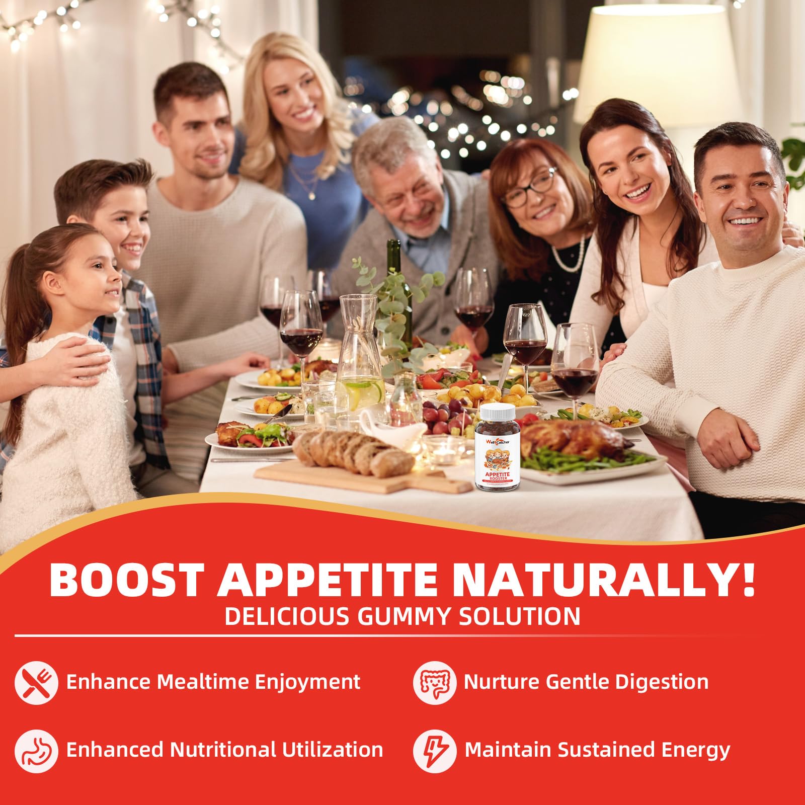 Appetite Booster Gummies for Kids Adults: Appetite Support Supplement with Bromelain Hawthorn Zinc Vitamin B12 for Healthy Digestive & Nutritional Balance, Sugar Free Mixed Fruit Flavor Vegan 30 Days - TrustMedUSA