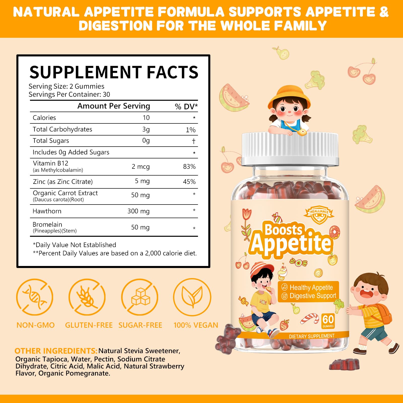 Appetite Booster Gummies for Kids Adults – Natural Blend of Hawthorn Zinc Carrot Supports Digestion Helps Increase Appetite, Promotes Healthy Eating Habits for Picky Eaters (Mixed Fruit Flavor) - TrustMedUSA