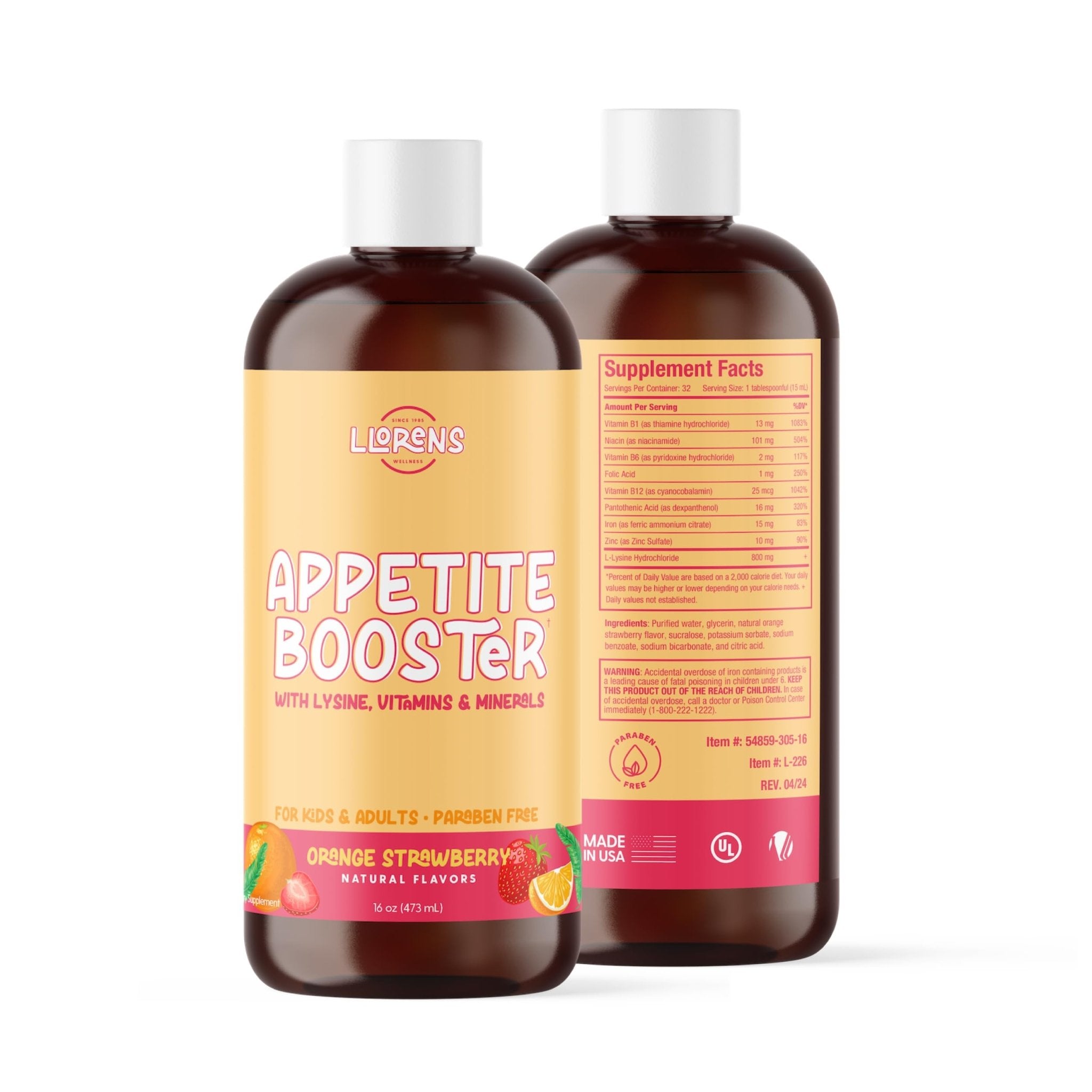 Appetite Booster Weight Gainer for Kids, 16 Fl Oz, Natural Orange Strawberry By Llorens Wellness - TrustMedUSA