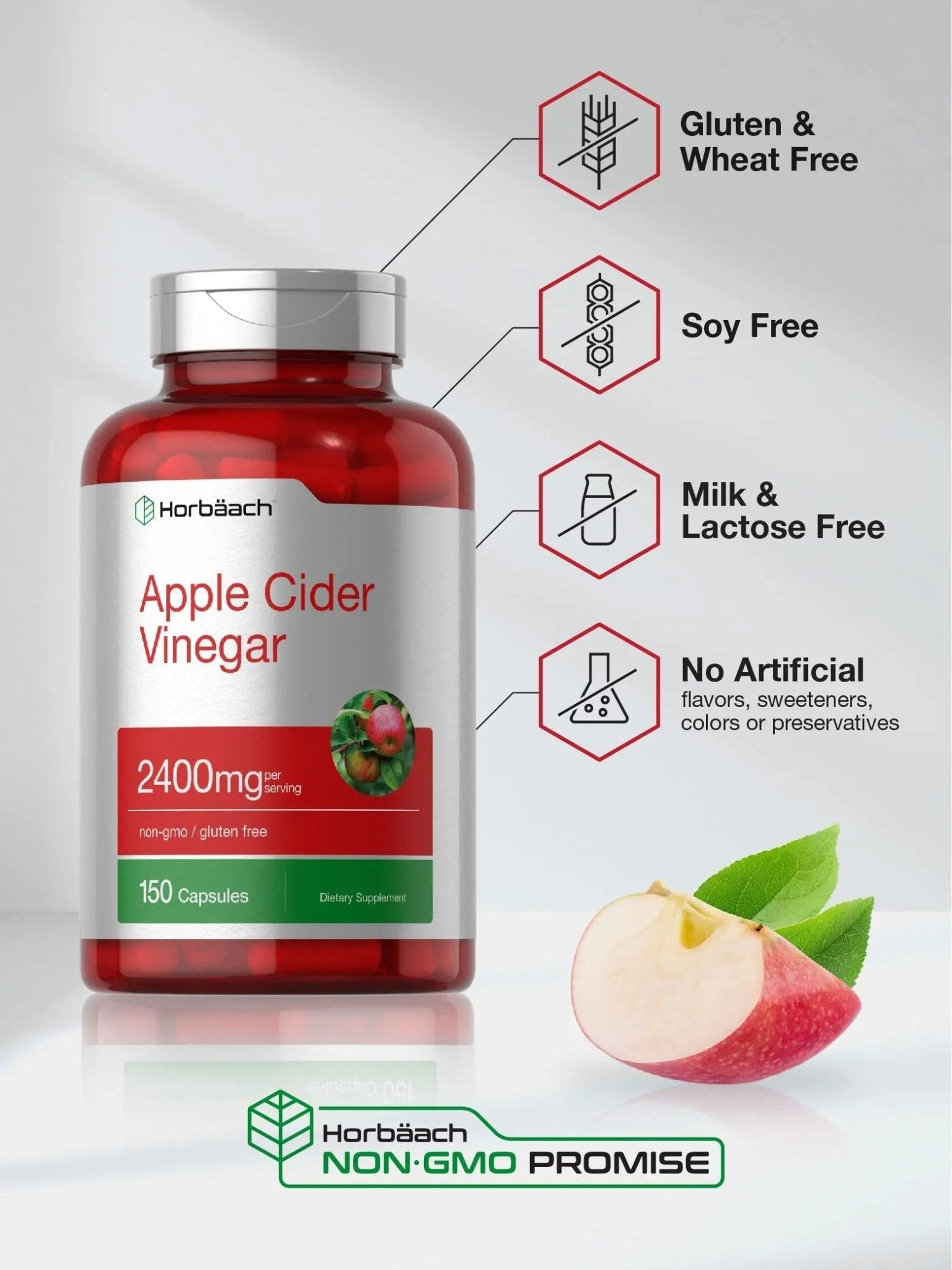 Apple Cider Vinegar Capsules | 2400mg | 150 Count | Non-GMO, Gluten - TrustMedUSA
