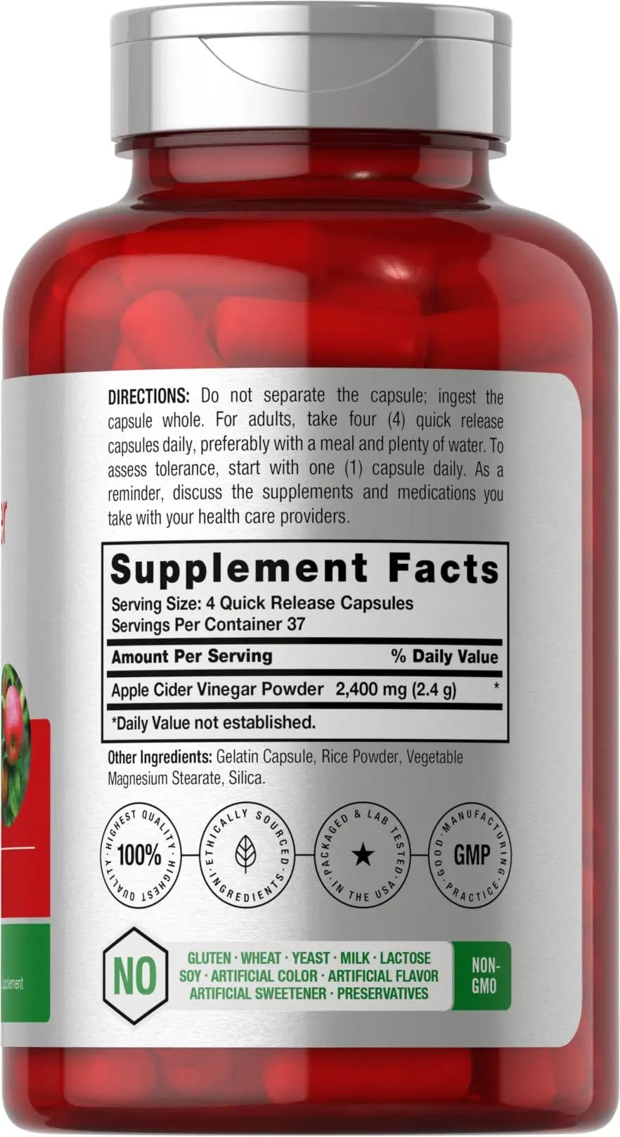 Apple Cider Vinegar Capsules | 2400mg | 150 Count | Non-GMO, Gluten - TrustMedUSA