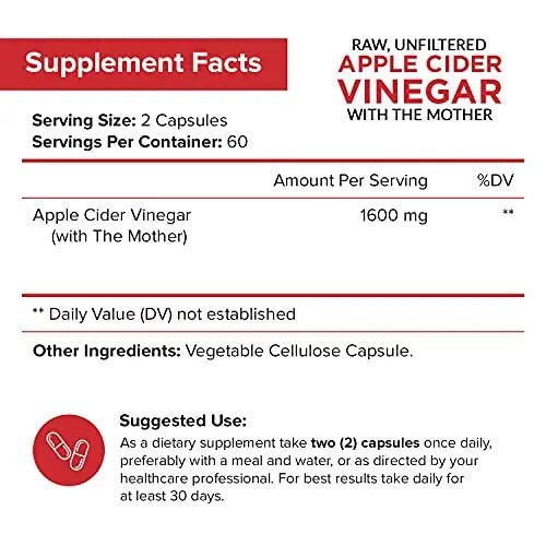 Apple Cider Vinegar Capsules with The Mother - 120 Vegan ACV Pills - TrustMedUSA