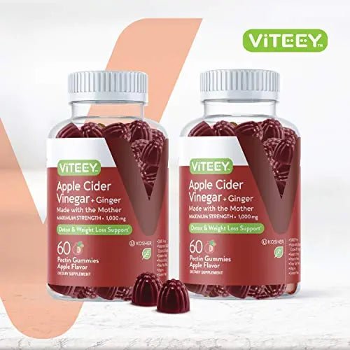 Apple Cider Vinegar Gummies 1,000mg Plus Ginger, ACV with The Mother, Detox Cleanse - TrustMedUSA