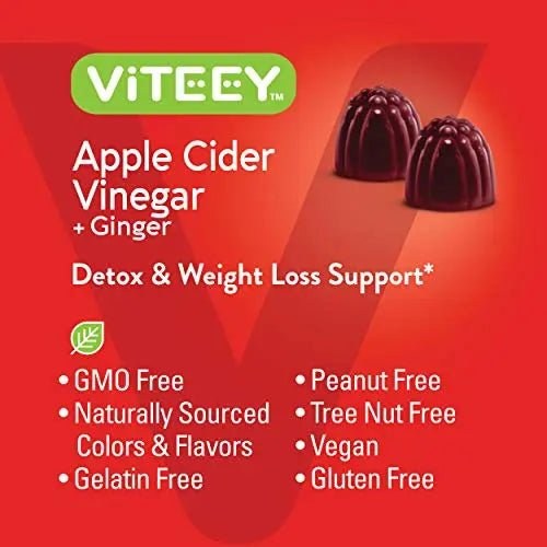 Apple Cider Vinegar Gummies 1,000mg Plus Ginger, ACV with The Mother, Detox Cleanse - TrustMedUSA