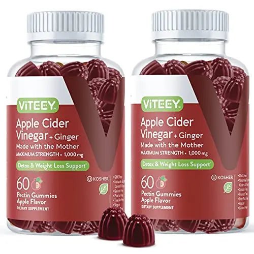 Apple Cider Vinegar Gummies 1,000mg Plus Ginger, ACV with The Mother, Detox Cleanse - TrustMedUSA