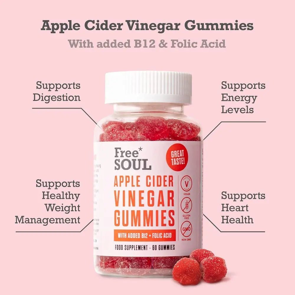 Apple Cider Vinegar Gummies with The Mother 1000mg Enhanced with Vitamin B12 & Folic - TrustMedUSA
