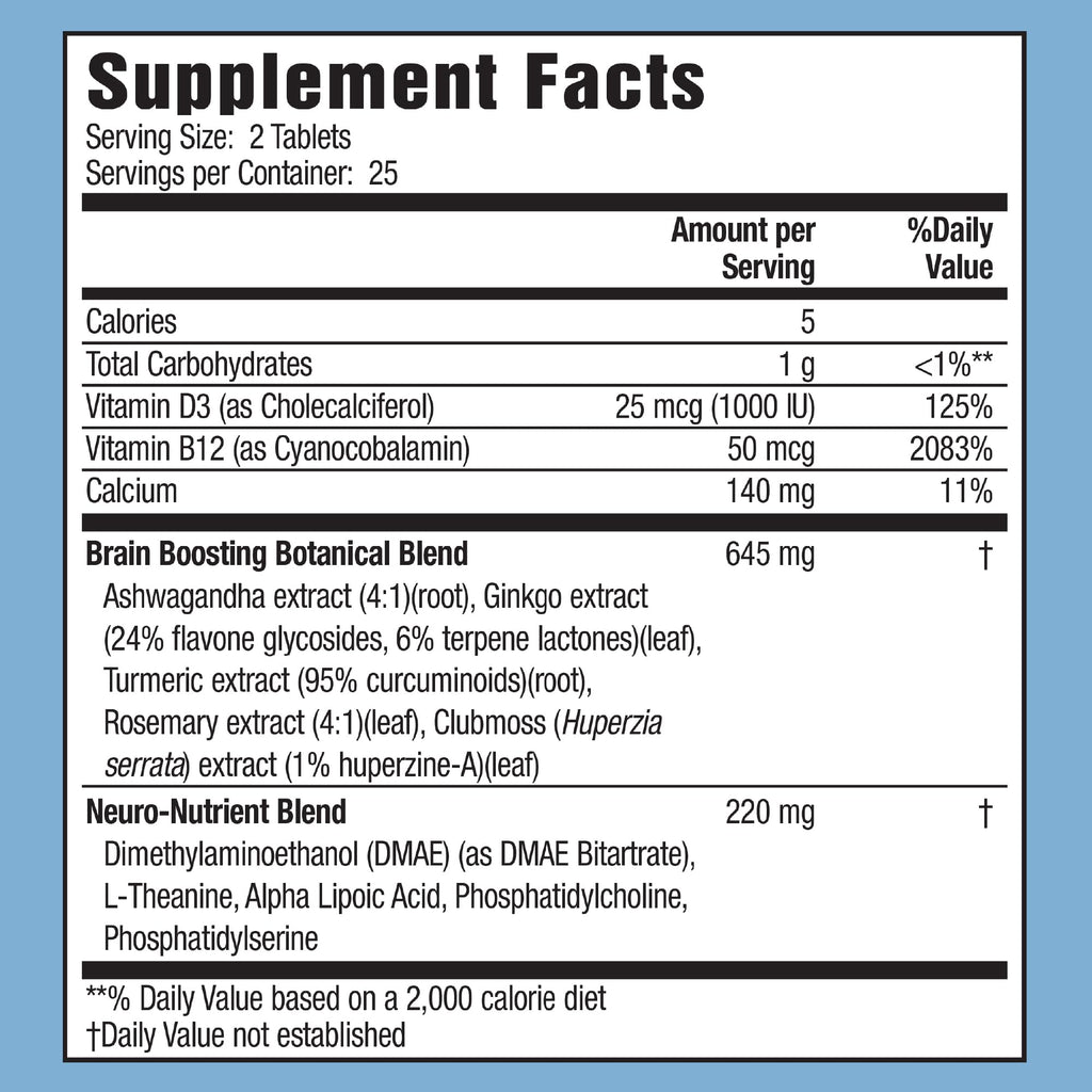 Applied Nutrition Healthy Brain All-Day Focus - 50 Tablets - Powerful 3-in-1 Brain Booster with Turmeric Extract - 25 Servings - TrustMedUSA