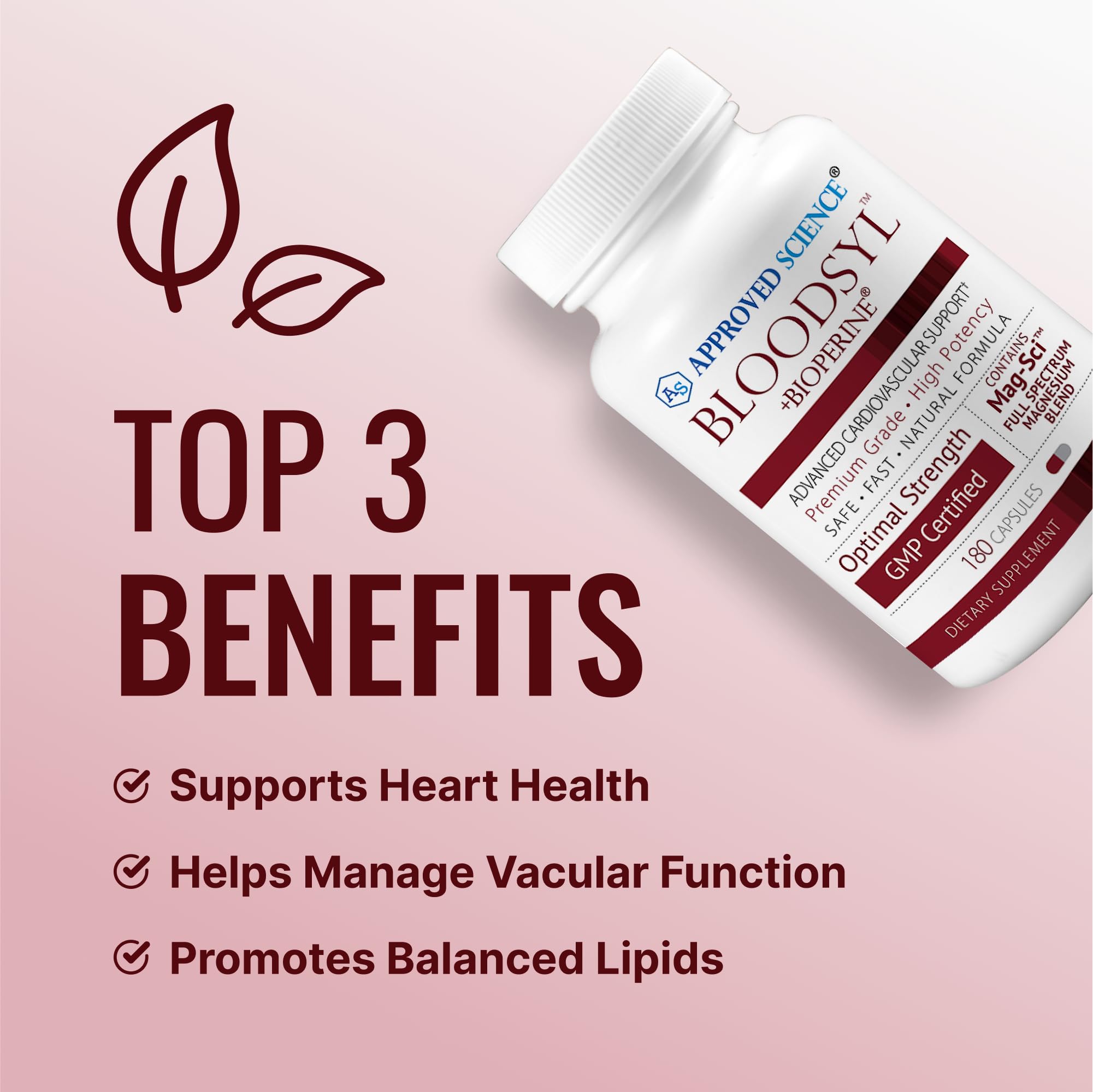 Approved Science Bloodsyl - Supports Blood Flow - Hawthorn Berry, Magnesium, BioPerine - Vegan - 180 Capsules - Pack of 1 - TrustMedUSA