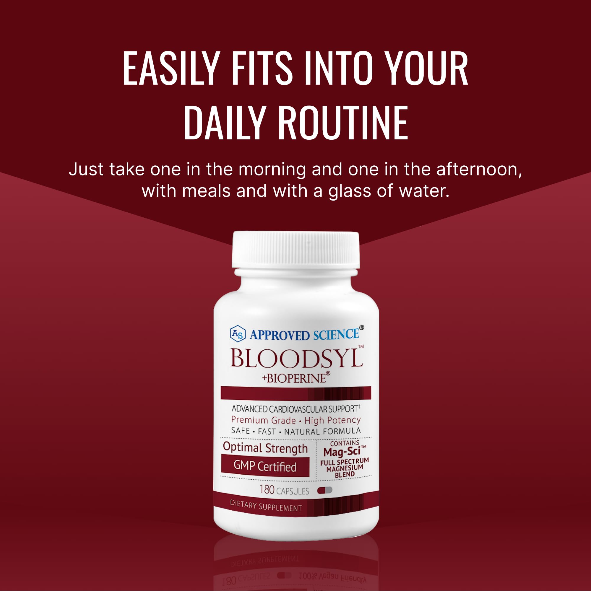 Approved Science Bloodsyl - Supports Blood Flow - Hawthorn Berry, Magnesium, BioPerine - Vegan - 180 Capsules - Pack of 1 - TrustMedUSA