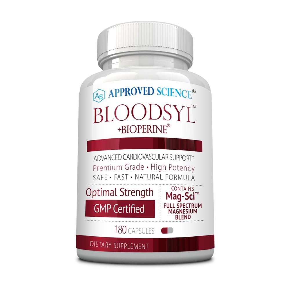 Approved Science Bloodsyl - Supports Blood Flow - Hawthorn Berry, Magnesium, BioPerine - Vegan - 180 Capsules - Pack of 1 - TrustMedUSA