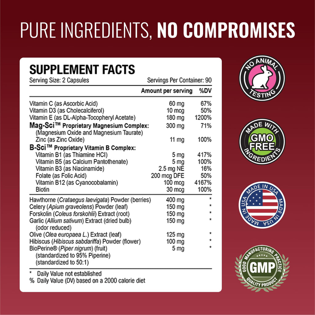 Approved Science Bloodsyl - Supports Blood Flow - Hawthorn Berry, Magnesium, BioPerine - Vegan - 180 Capsules - Pack of 1 - TrustMedUSA