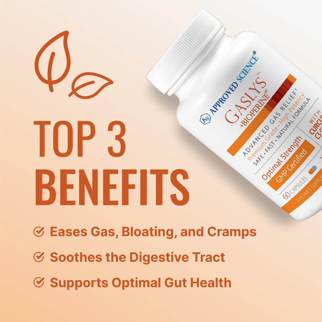 Approved Science® Gaslys™ - Soothe Digestive Tract, Alleviates Gas and Stomach Cramps - Artichoke Powder, Ginger, Fennel Seed - 60 Count - Pack of 1 - Maple Wellness Supplements