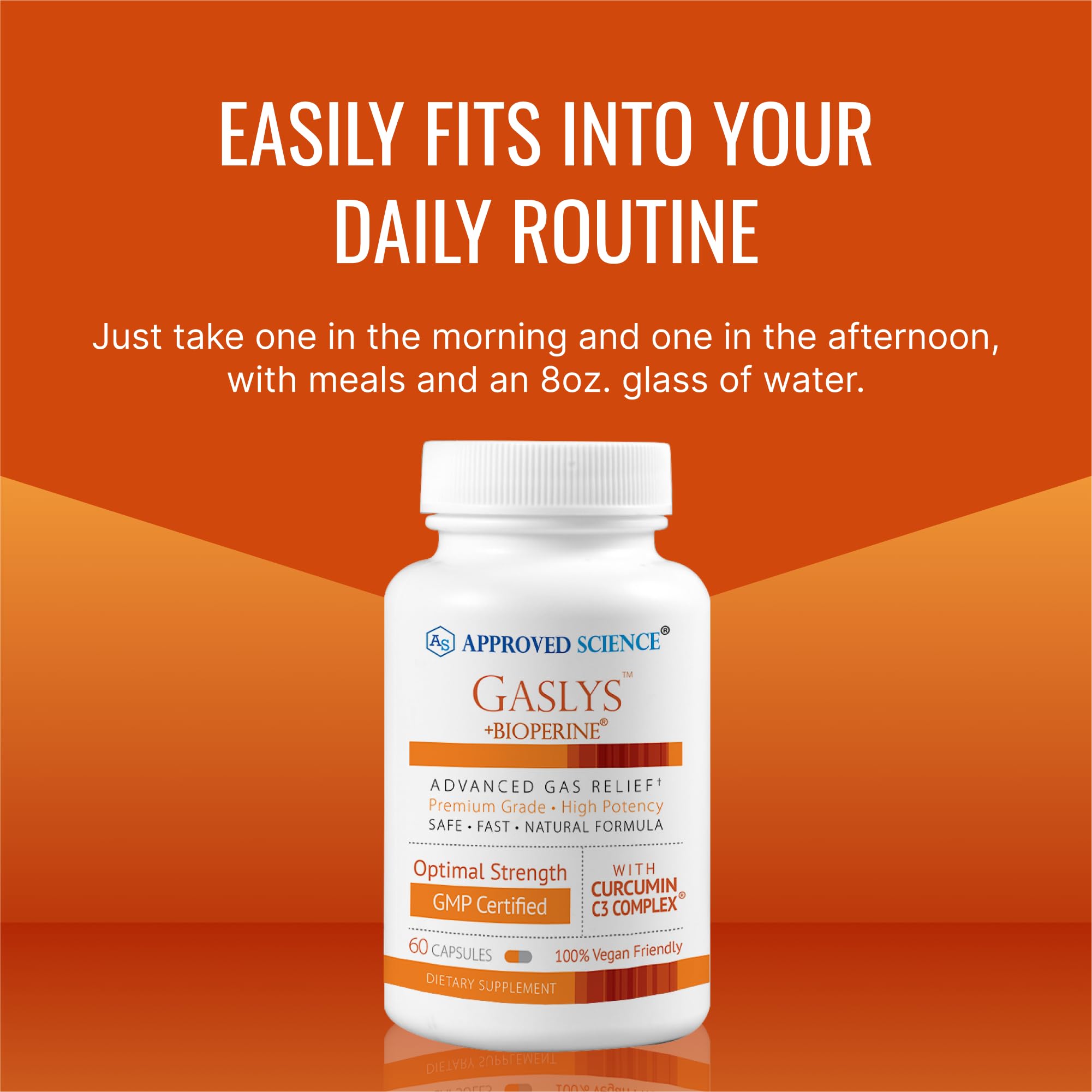 Approved Science® Gaslys™ - Soothe Digestive Tract, Alleviates Gas and Stomach Cramps - Artichoke Powder, Ginger, Fennel Seed - 60 Count - Pack of 1 - Maple Wellness Supplements