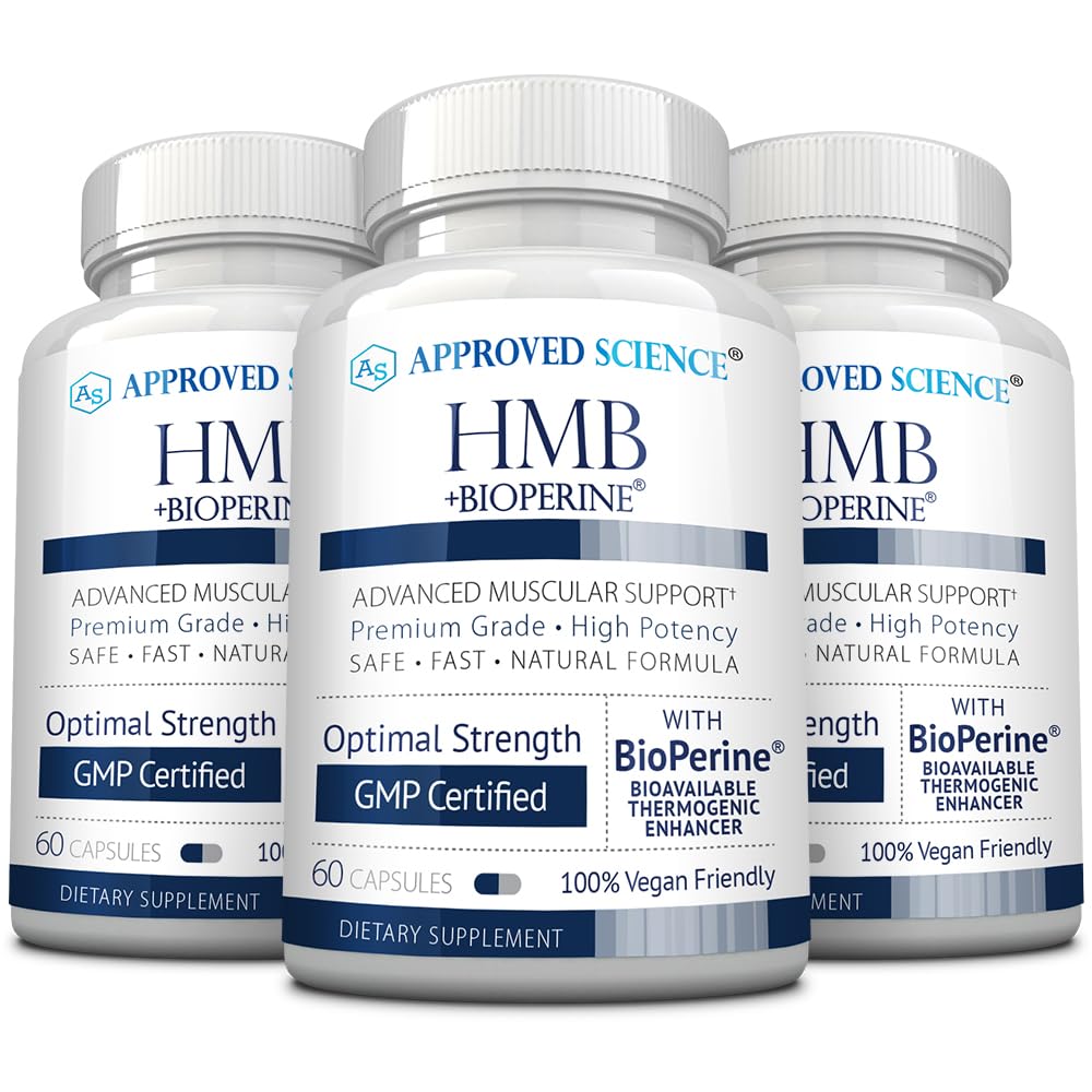 Approved Science HMB - 1500mg High Potency HMB Supplement with Calcium & BioPerine for Absorption - Muscle Health & Exercise Performance - 60 Vegan Capsules - Pack of 3 - TrustMedUSA