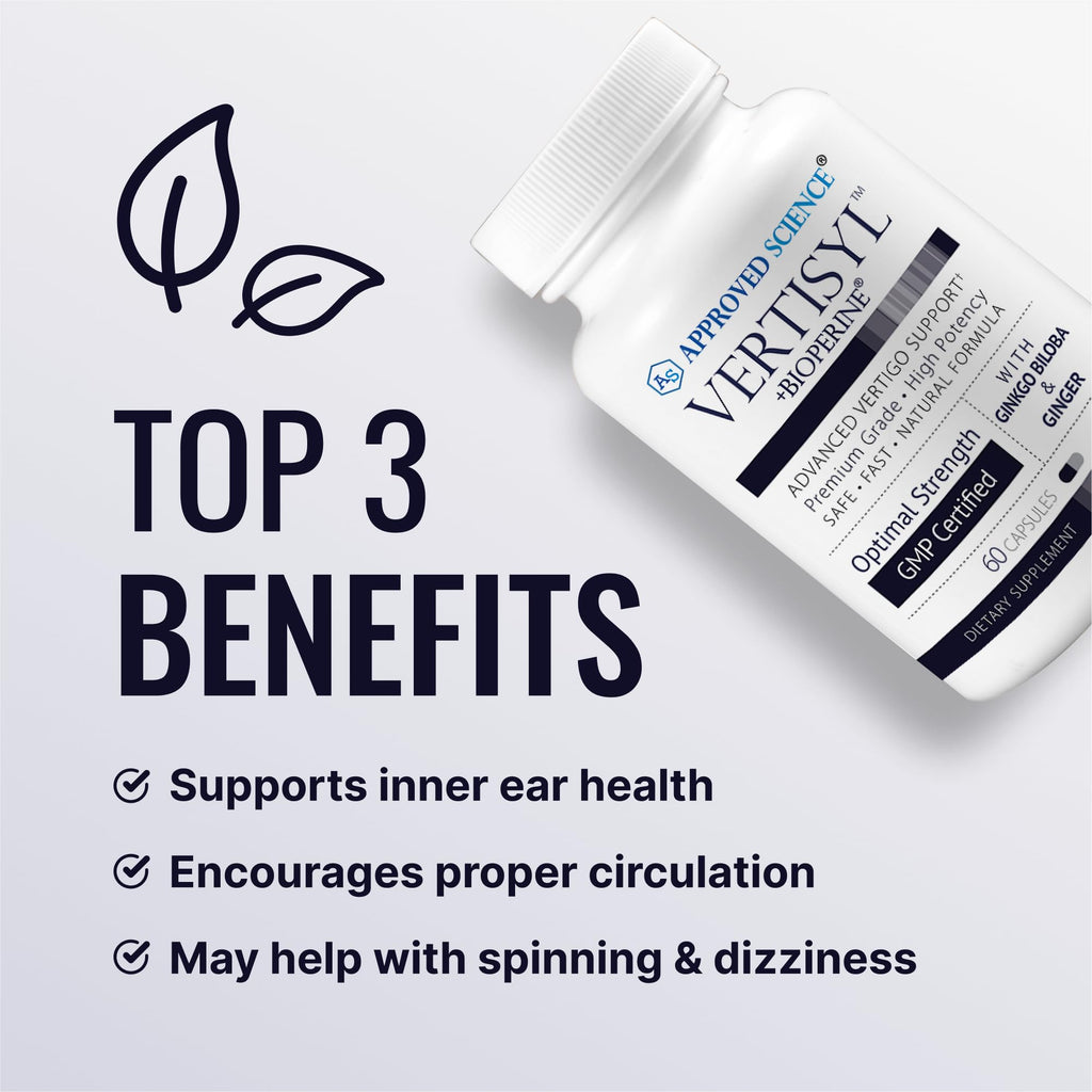 Approved Science VertiSyl - Ginkgo Biloba, Ginger, Vitamin D3, BioPerine - 60 Capsules - 1 Month Supply - TrustMedUSA