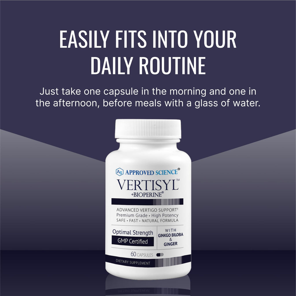 Approved Science VertiSyl - Ginkgo Biloba, Ginger, Vitamin D3, BioPerine - 60 Capsules - 1 Month Supply - TrustMedUSA