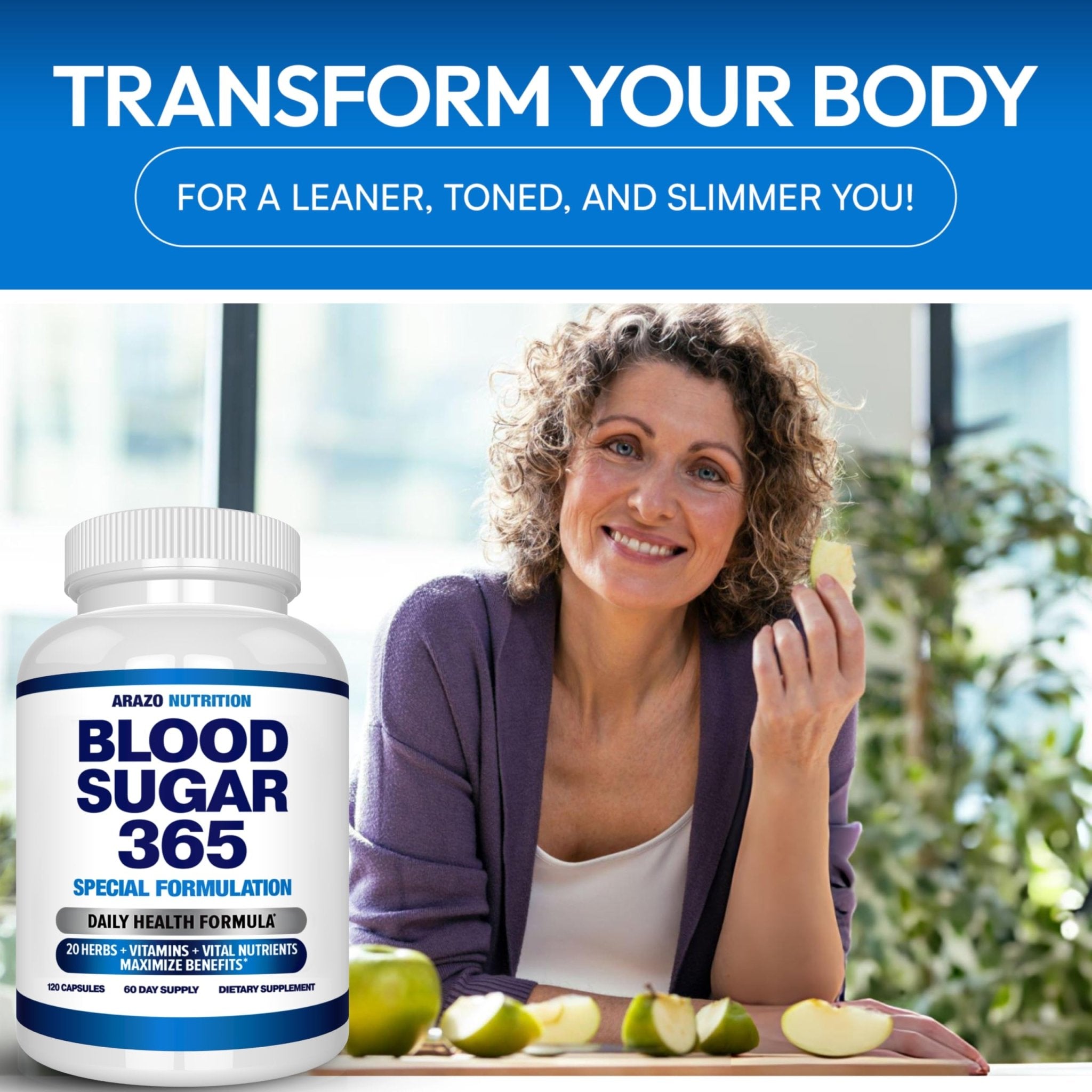 Arazo Nutrition Blood Sugar 365 Supplement – Supports Healthy Energy Levels - 120 Herbal Pills - 60 Day Supply - TrustMedUSA