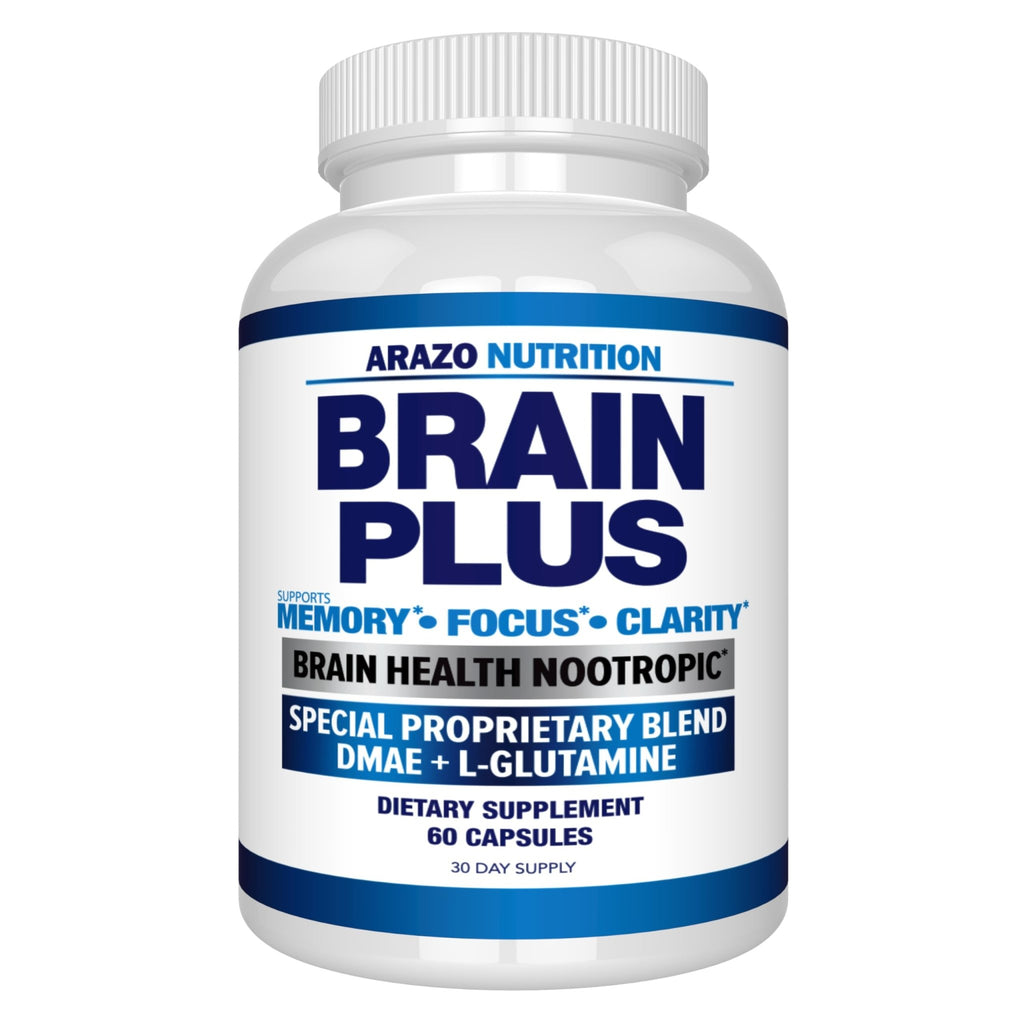 Arazo Nutrition Premium Brain Function Supplement – Memory, Focus, Clarity – Nootropic Booster with DMAE, Bacopa Monnieri, L-Glutamine, Multi Vitamins, Multi Minerals - TrustMedUSA