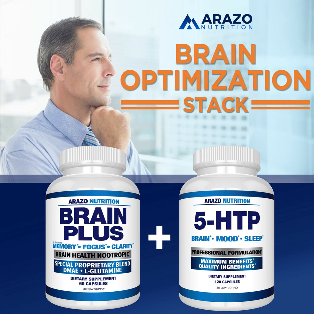 Arazo Nutrition Premium Brain Function Supplement – Memory, Focus, Clarity – Nootropic Booster with DMAE, Bacopa Monnieri, L-Glutamine, Multi Vitamins, Multi Minerals - TrustMedUSA