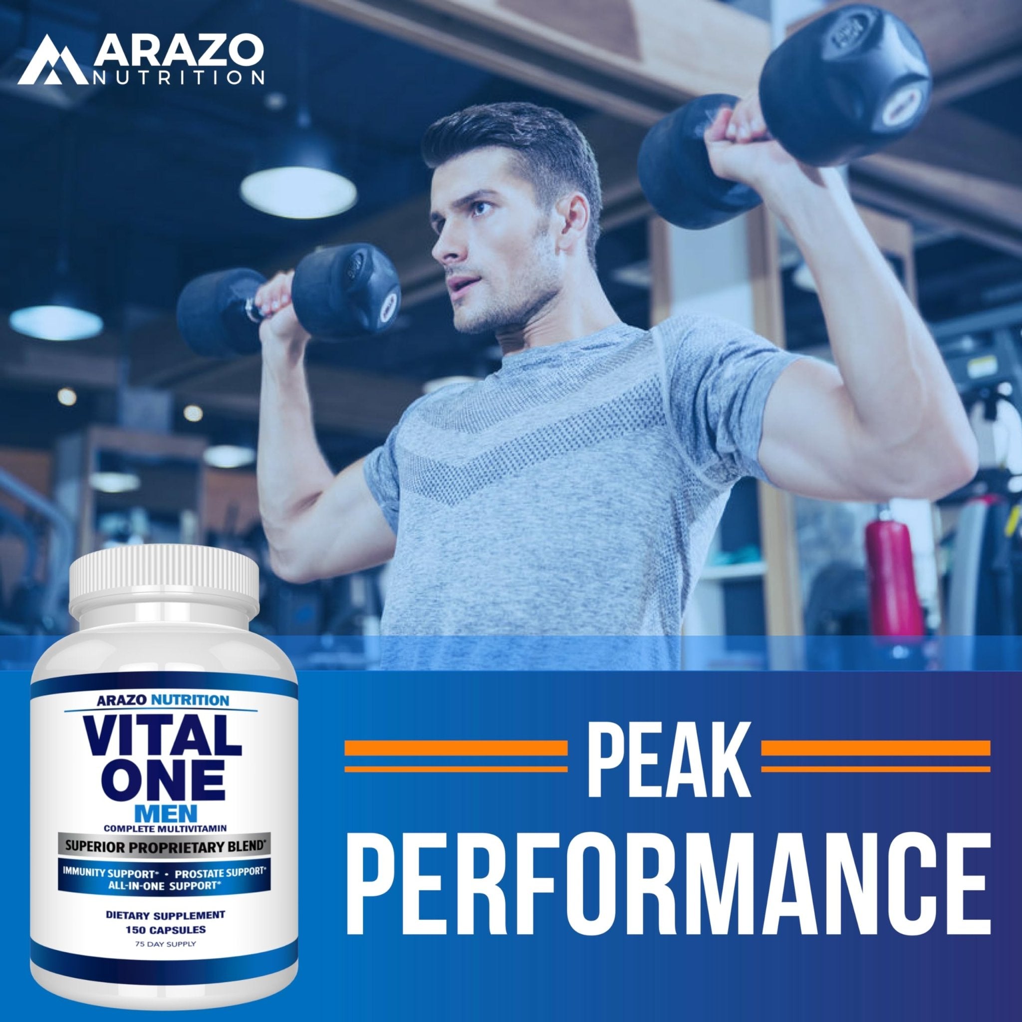 Arazo Nutrition Vital One Multivitamin for Men – Daily Wholefood Supplement - 150 Vegan - TrustMedUSA
