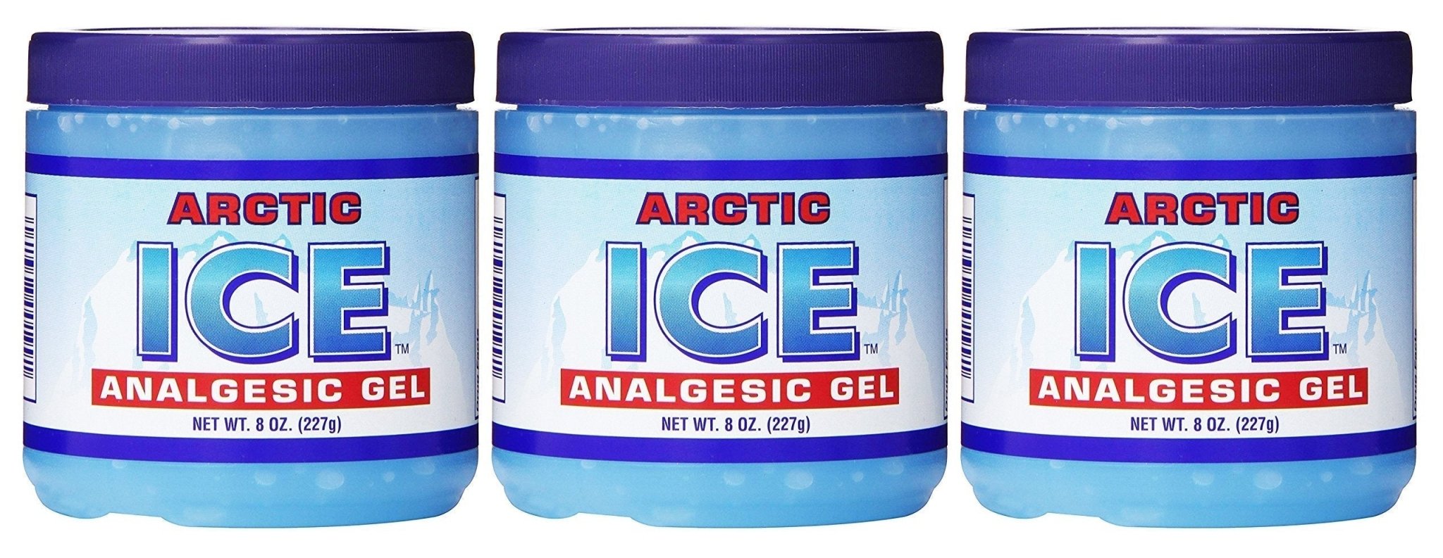 ARCTIC ICE Set of 3 Pain Relief Analgesic Gels! 8oz Each! Temporarily Relieves Muscle Aches, Backaches, Strains, Sprains, Arthritis, Bruises, Sports Injuries! Made in USA! (3) - TrustMedUSA