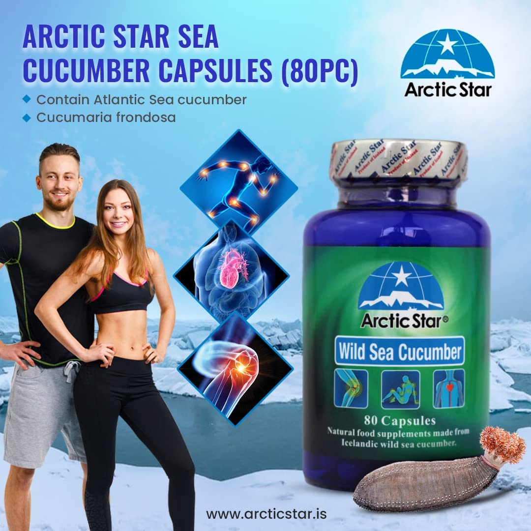 Arctic Star - Sea Cucumber Capsules - Natural Pure Iceland Atlantic Wild Caught Sea Cucumber Extract Supplement Pills - Joint Health t & Immune Health 400mg 80 Capsules/Bottle - TrustMedUSA