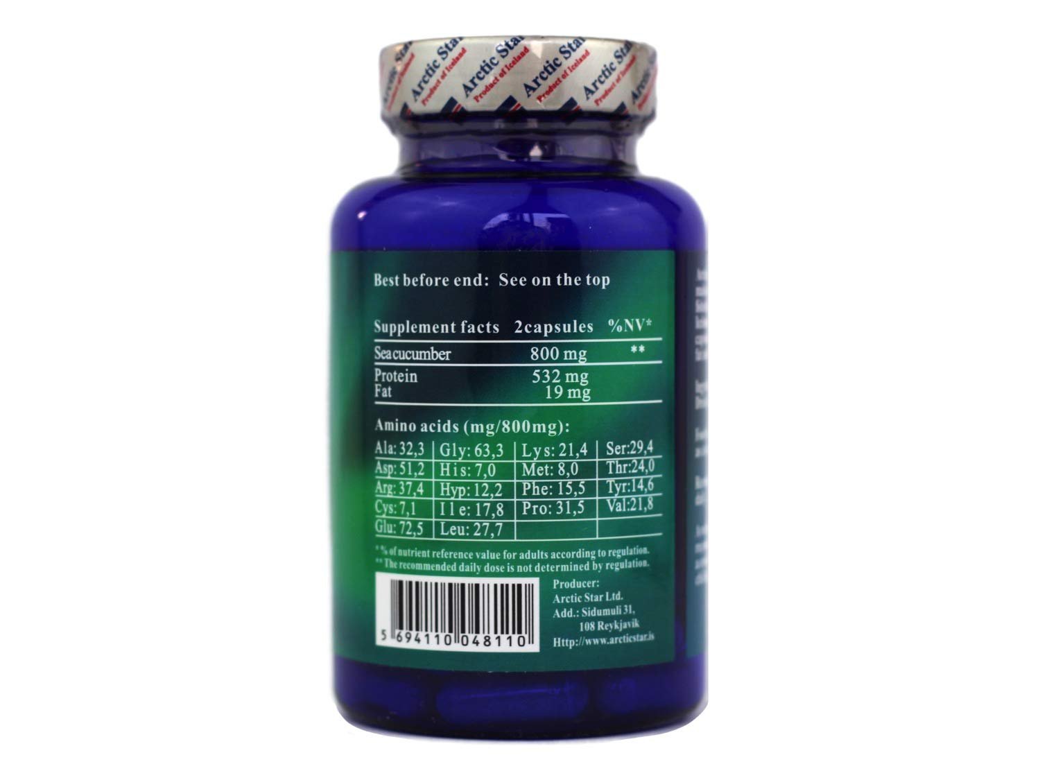 Arctic Star - Sea Cucumber Capsules - Natural Pure Iceland Atlantic Wild Caught Sea Cucumber Extract Supplement Pills - Joint Health t & Immune Health 400mg 80 Capsules/Bottle - TrustMedUSA