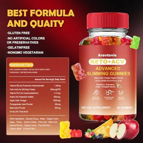 Arevtovis Apple Cider Vinegar Gummies - Boost Energy, Detox & Support Gut Health ACV - TrustMedUSA