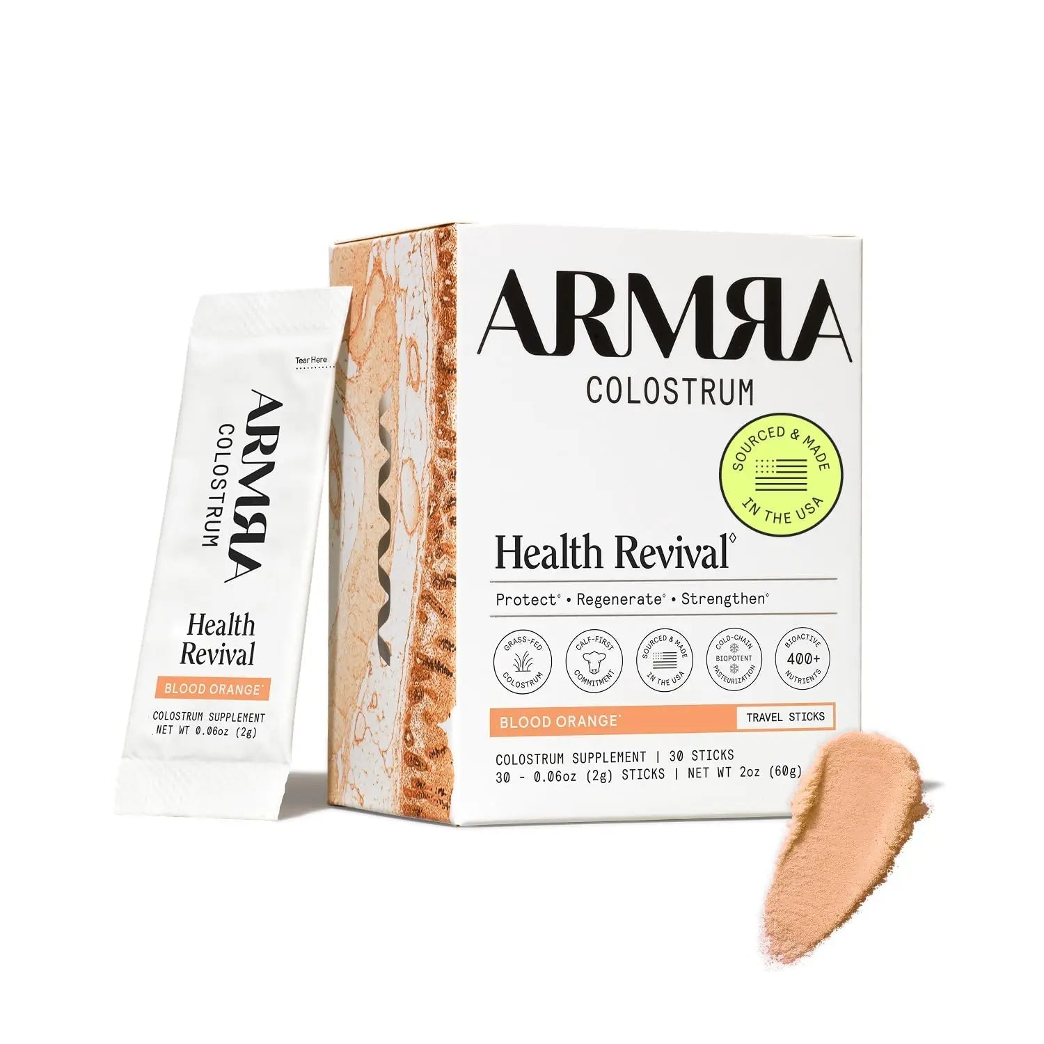 ARMRA Colostrum™ Powder | Blood Orange | Gut Health & Bloating | Skin & Hair | Immunity | Keto, Gluten & Fat-Free | 30 Servings - TrustMedUSA