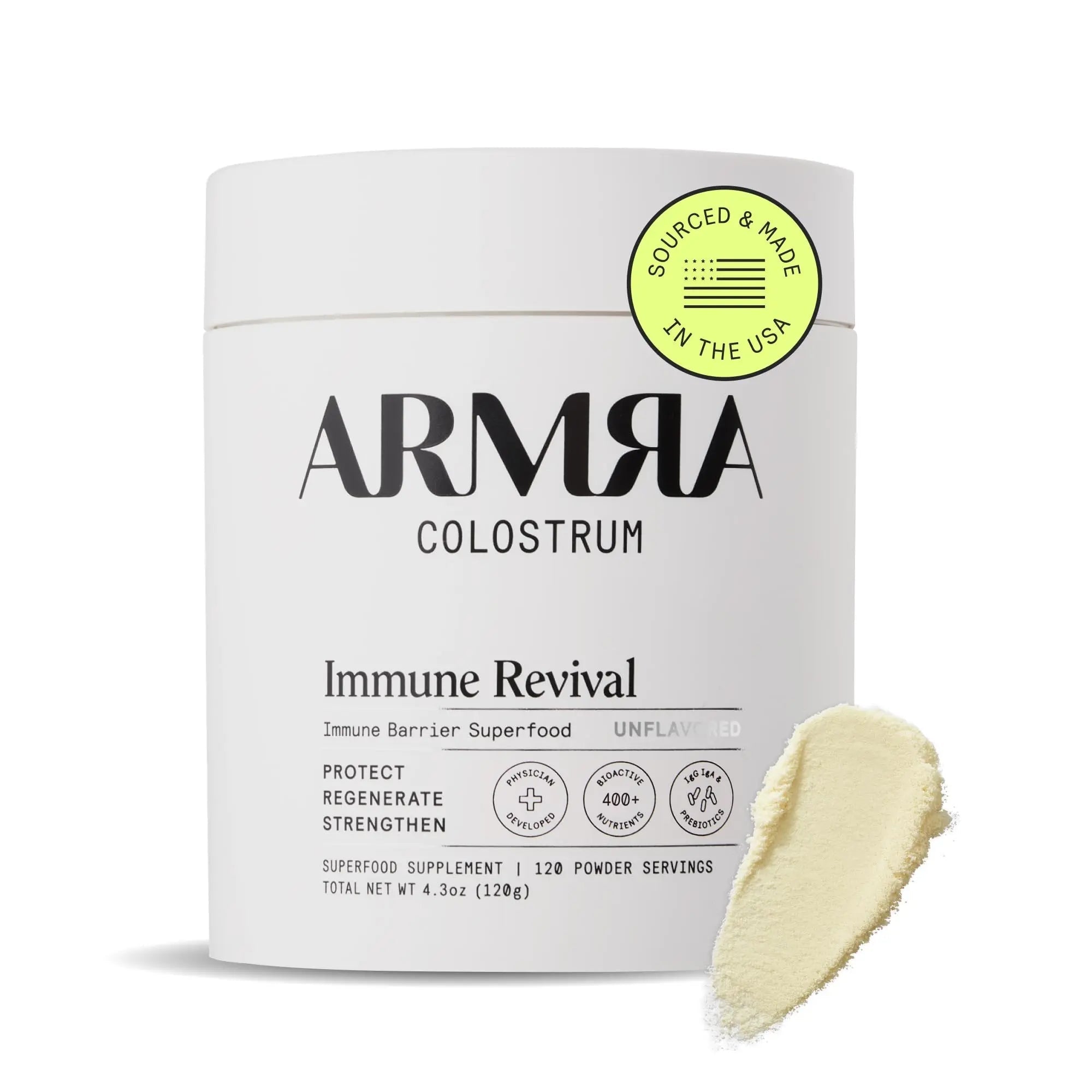 ARMRA Colostrum Powder | Unflavored | Gut Health & Bloating | Skin & Hair | Immunity | Keto, Gluten & Fat-Free | 120 Servings - TrustMedUSA
