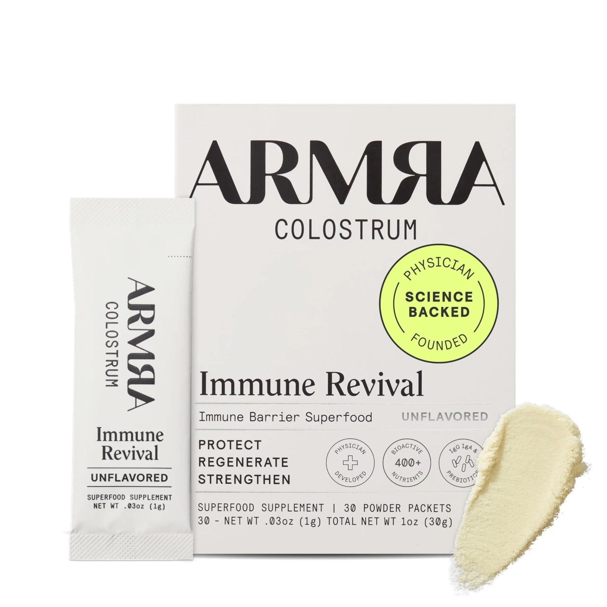 ARMRA Colostrum Powder | Unflavored | Gut Health & Bloating | Skin & Hair | Immunity | Keto, Gluten & Fat-Free | 30 Servings - TrustMedUSA