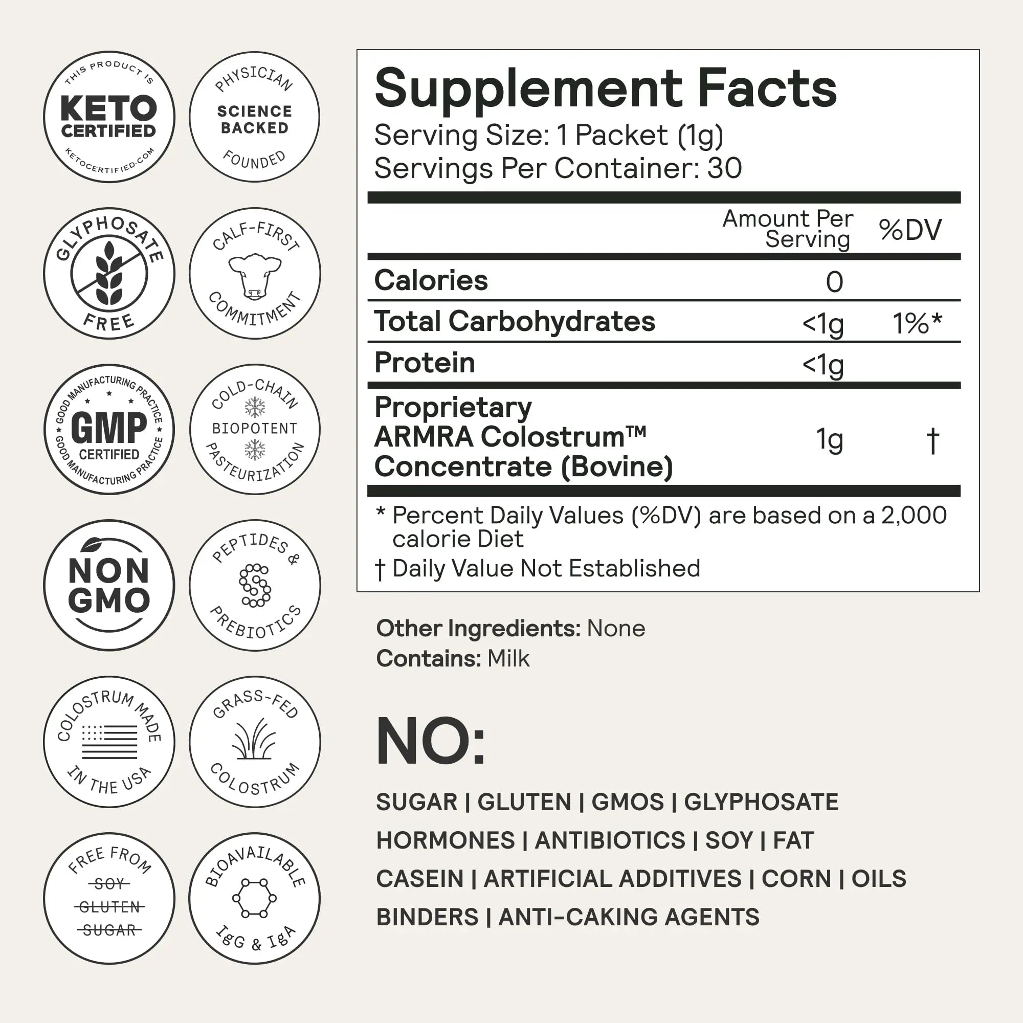 ARMRA Colostrum Powder | Unflavored | Gut Health & Bloating | Skin & Hair | Immunity | Keto, Gluten & Fat-Free | 30 Servings - TrustMedUSA